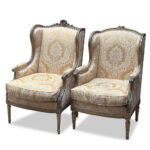 Pair French gilt ladies and gents armchairs c.1890