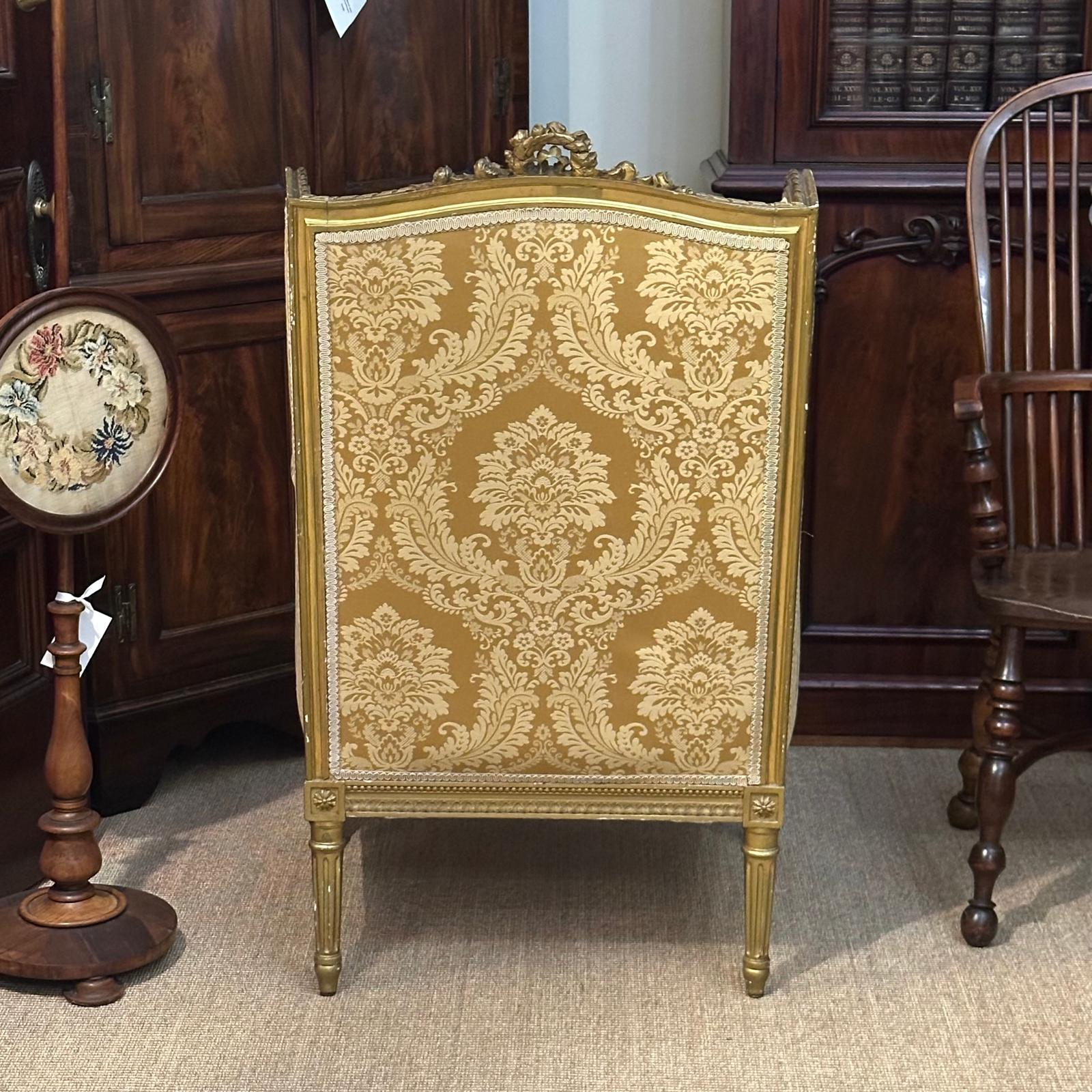 Pair French gilt ladies and gents bergeres c.1870 - Image 9