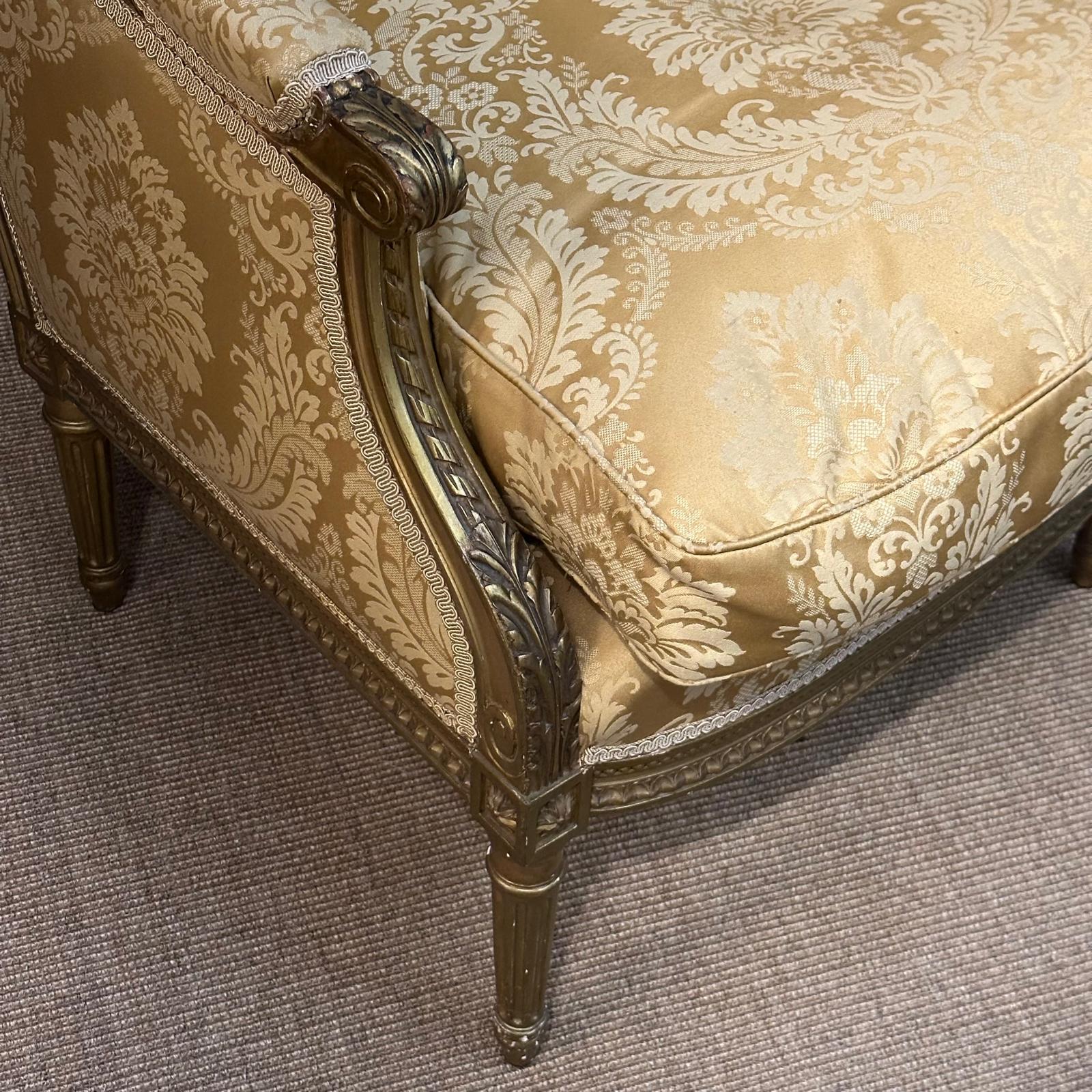 Pair French gilt ladies and gents bergeres c.1870 - Image 6