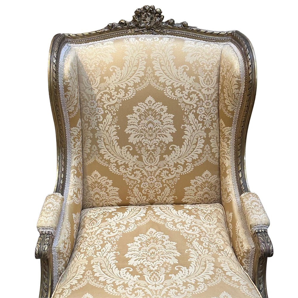 Pair French gilt ladies and gents armchairs c.1890