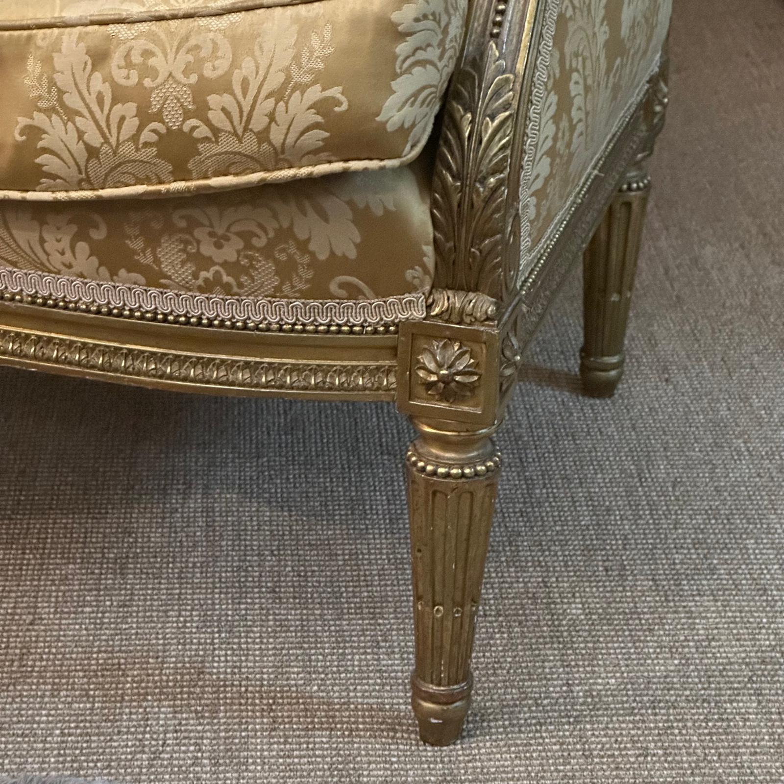 Pair French gilt ladies and gents armchairs c.1890 - Image 7