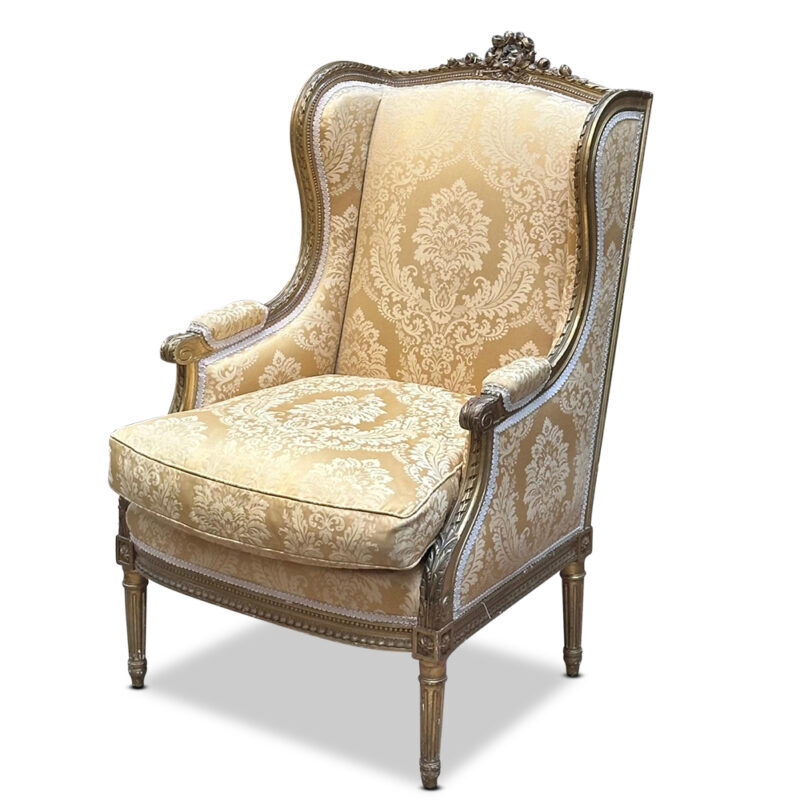 Pair French gilt ladies and gents armchairs c.1890