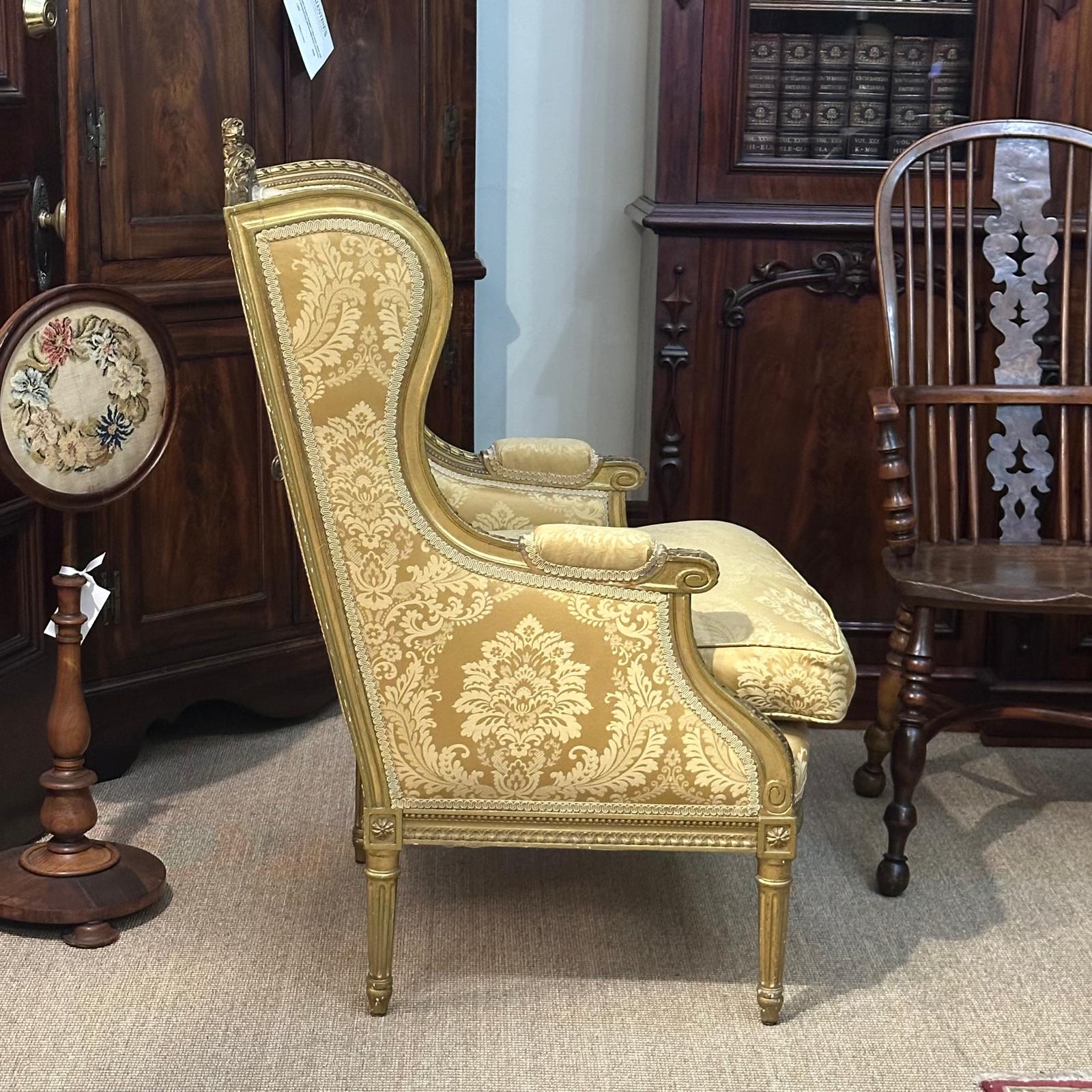 Pair French gilt ladies and gents bergeres c.1870 - Image 8