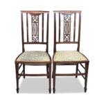 Pr Sheraton style chairs with fine string inlays and beautifully carved backs c.1900
