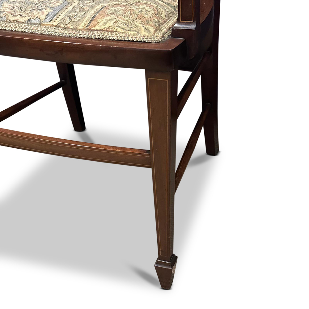 Sheraton style carver chair with fine string inlays and beautifully carved back c.1900
