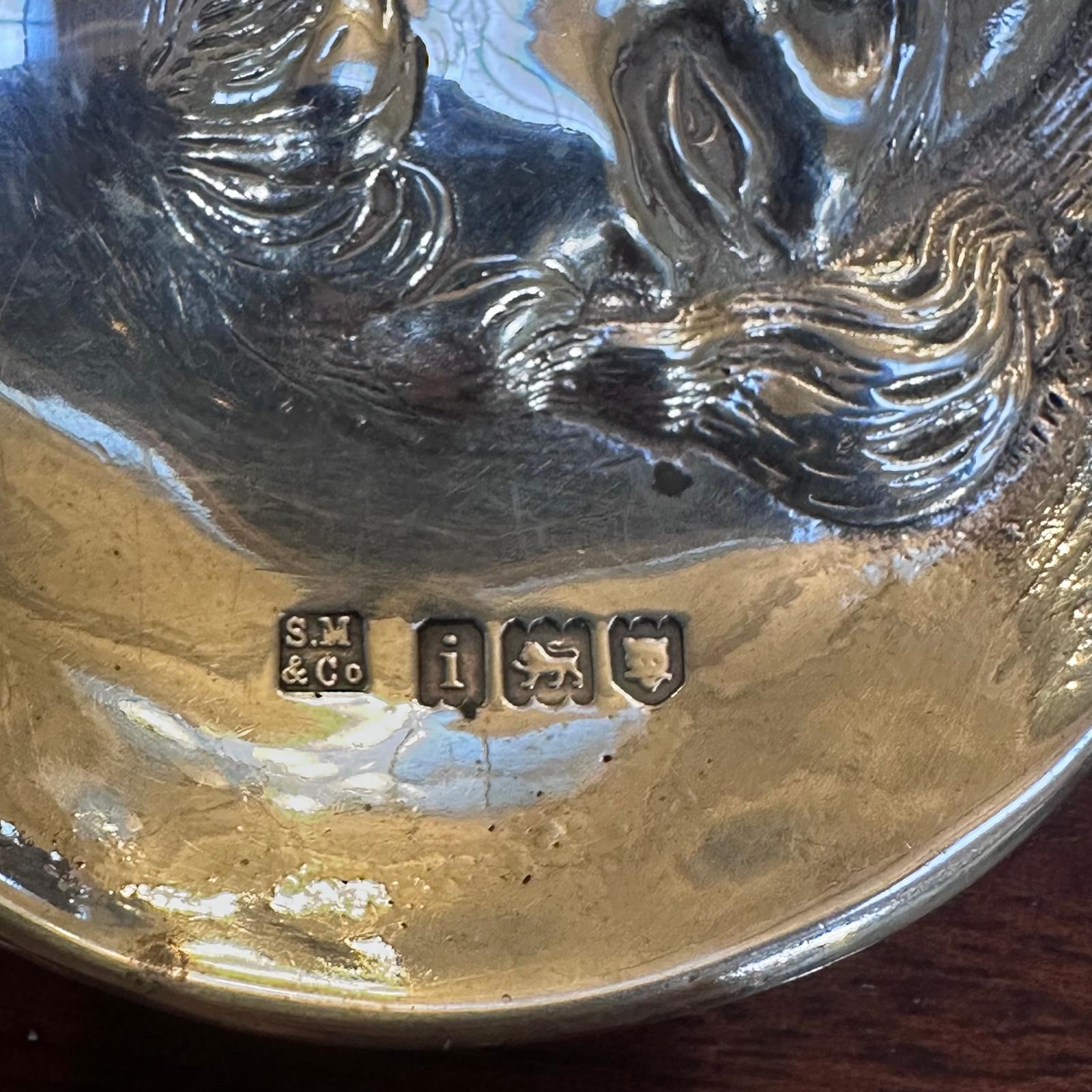 Sterling silver pin dish of King Charles 1st by Sampson Mordan c.1904 hallmark