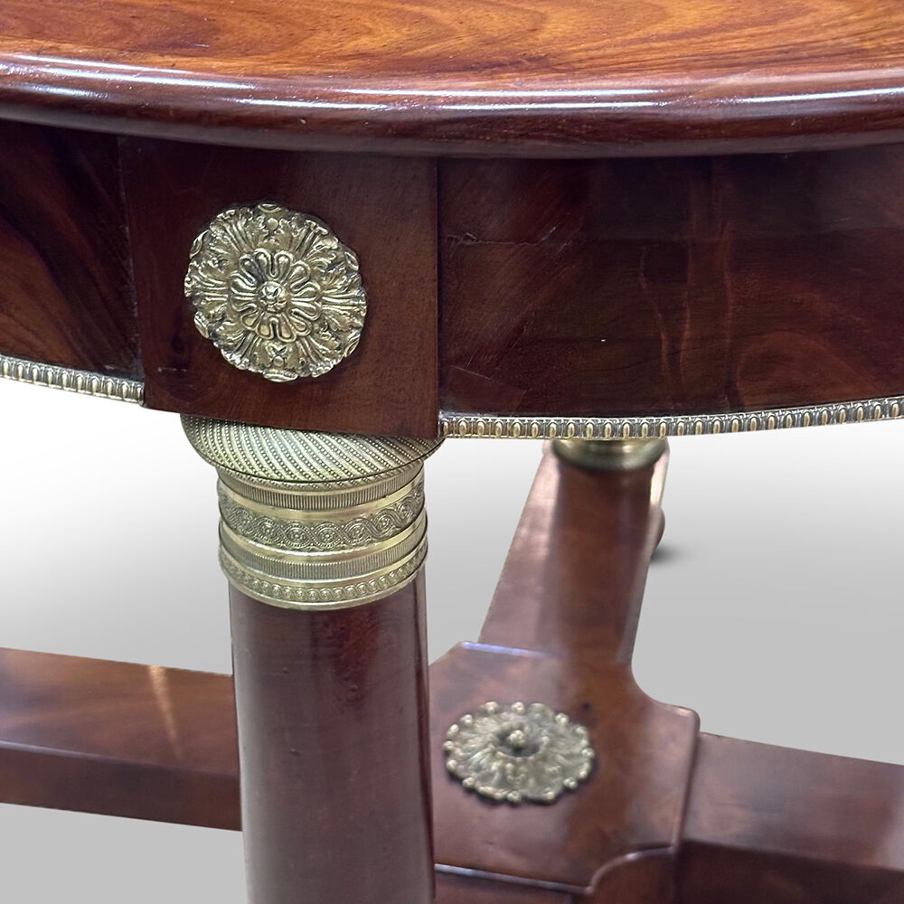 Superb French mahogany Empire style round games centre table with gilt bronze mounts c.1840