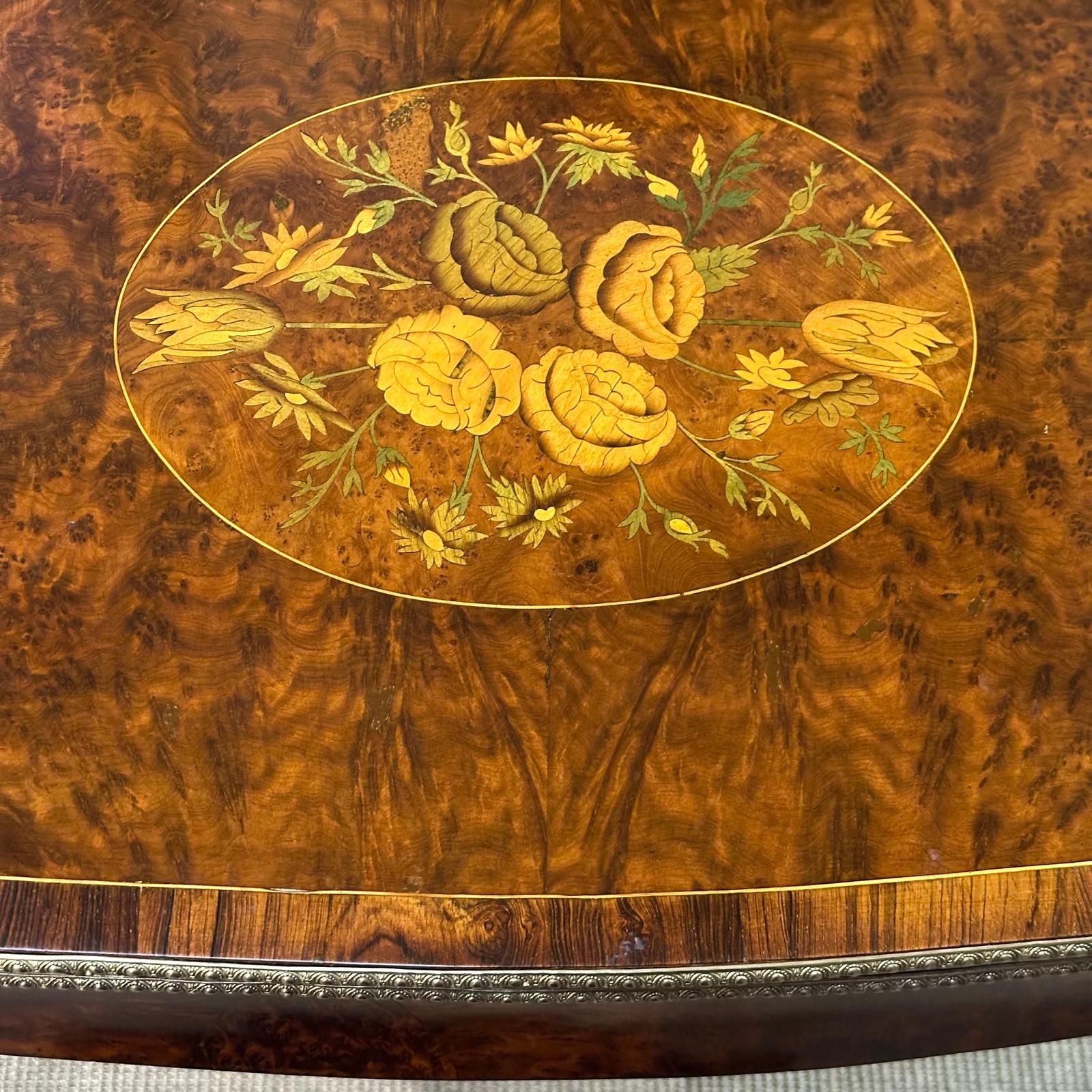 French Louis XV style walnut inlaid card table with ormolu mounts c.1870