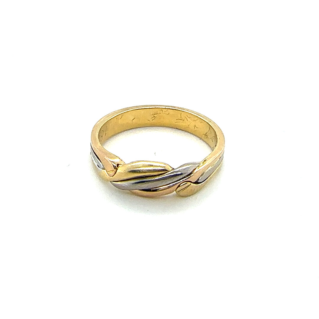 18ct gold two tone dress ring in woven design
