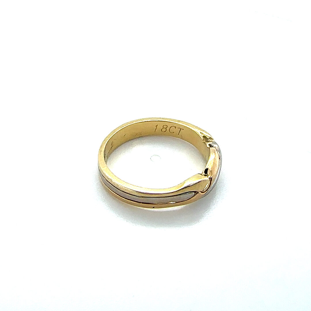 18ct gold two tone dress ring in woven design