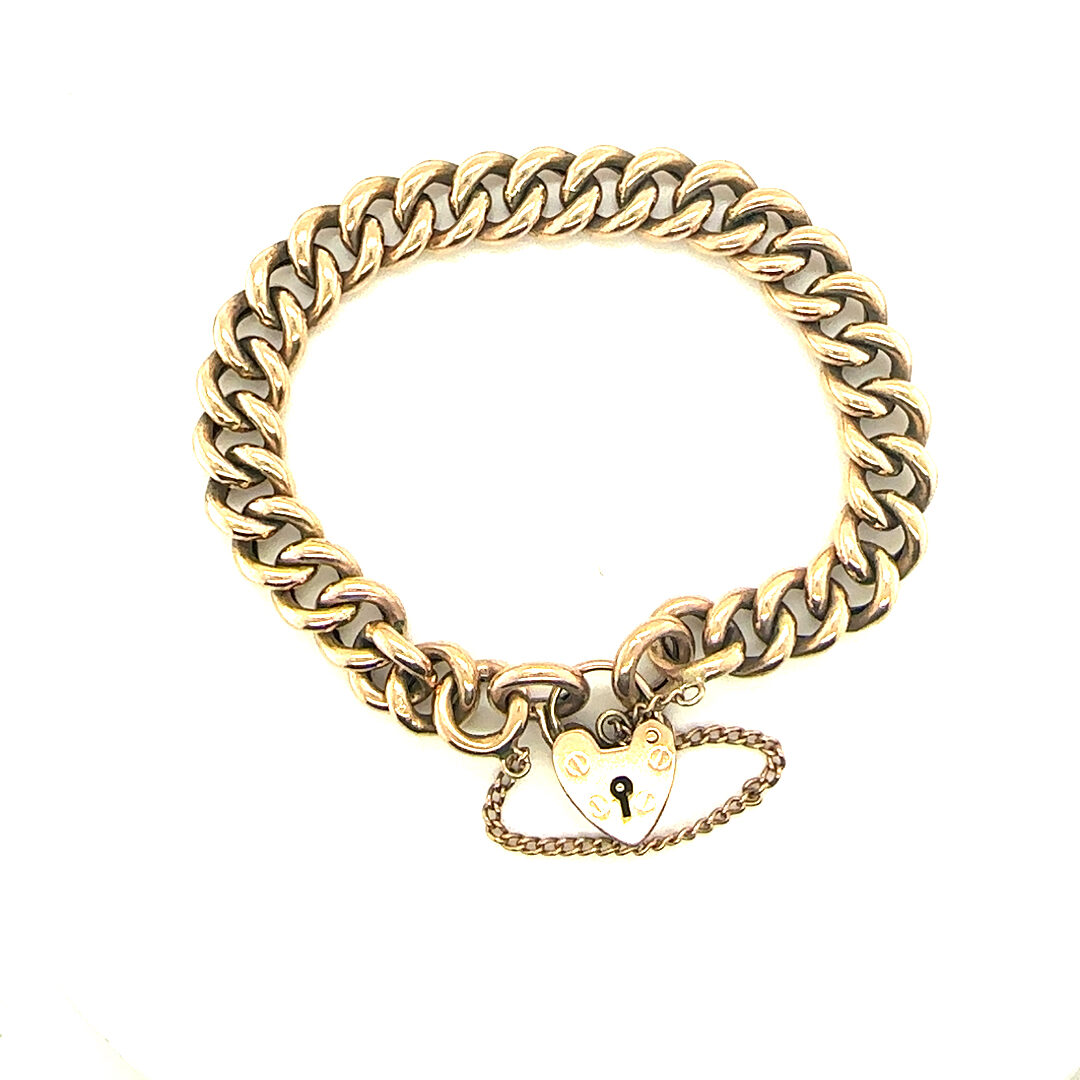 9ct rose gold curb link bracelet 21.76g