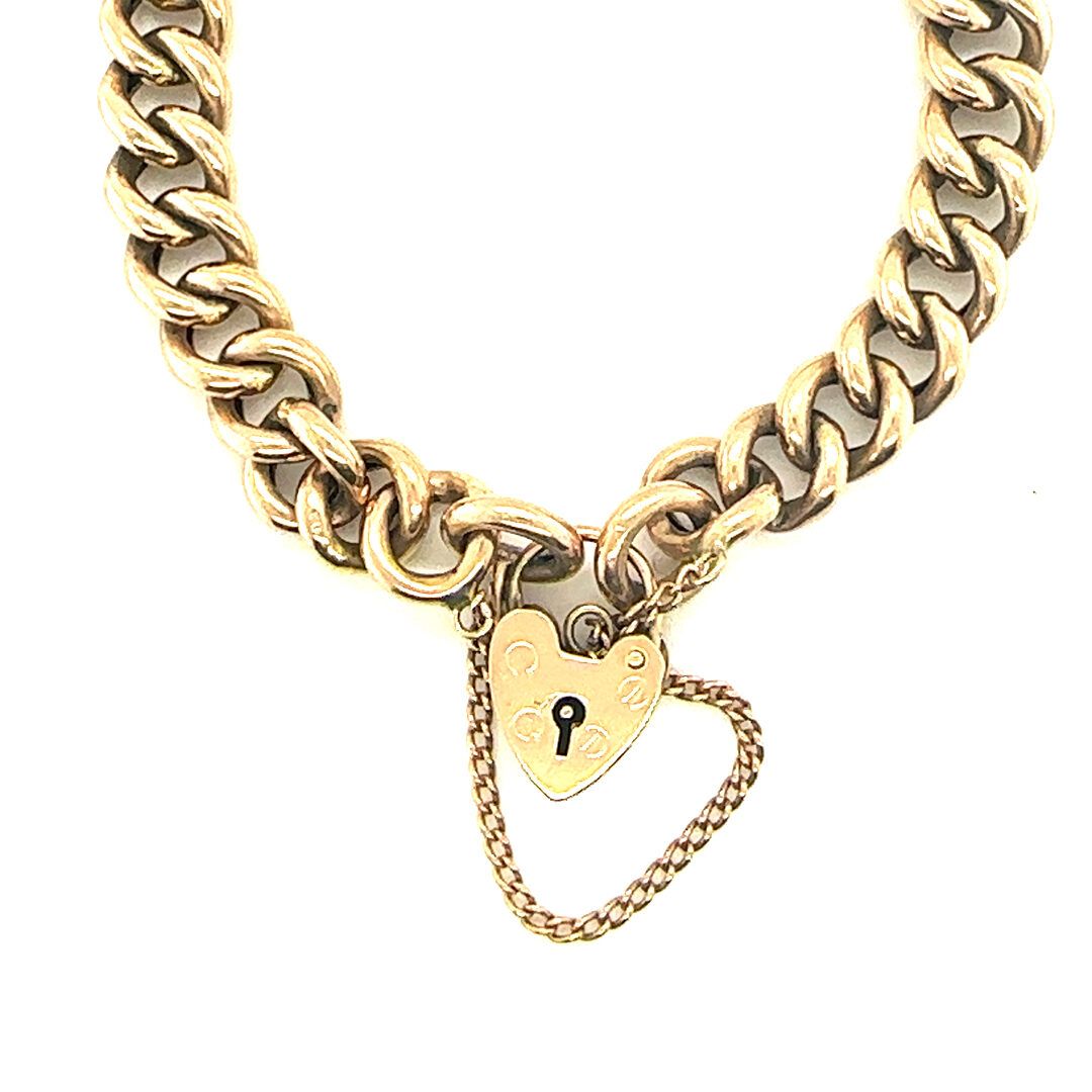 9ct rose gold curb link bracelet 21.76g