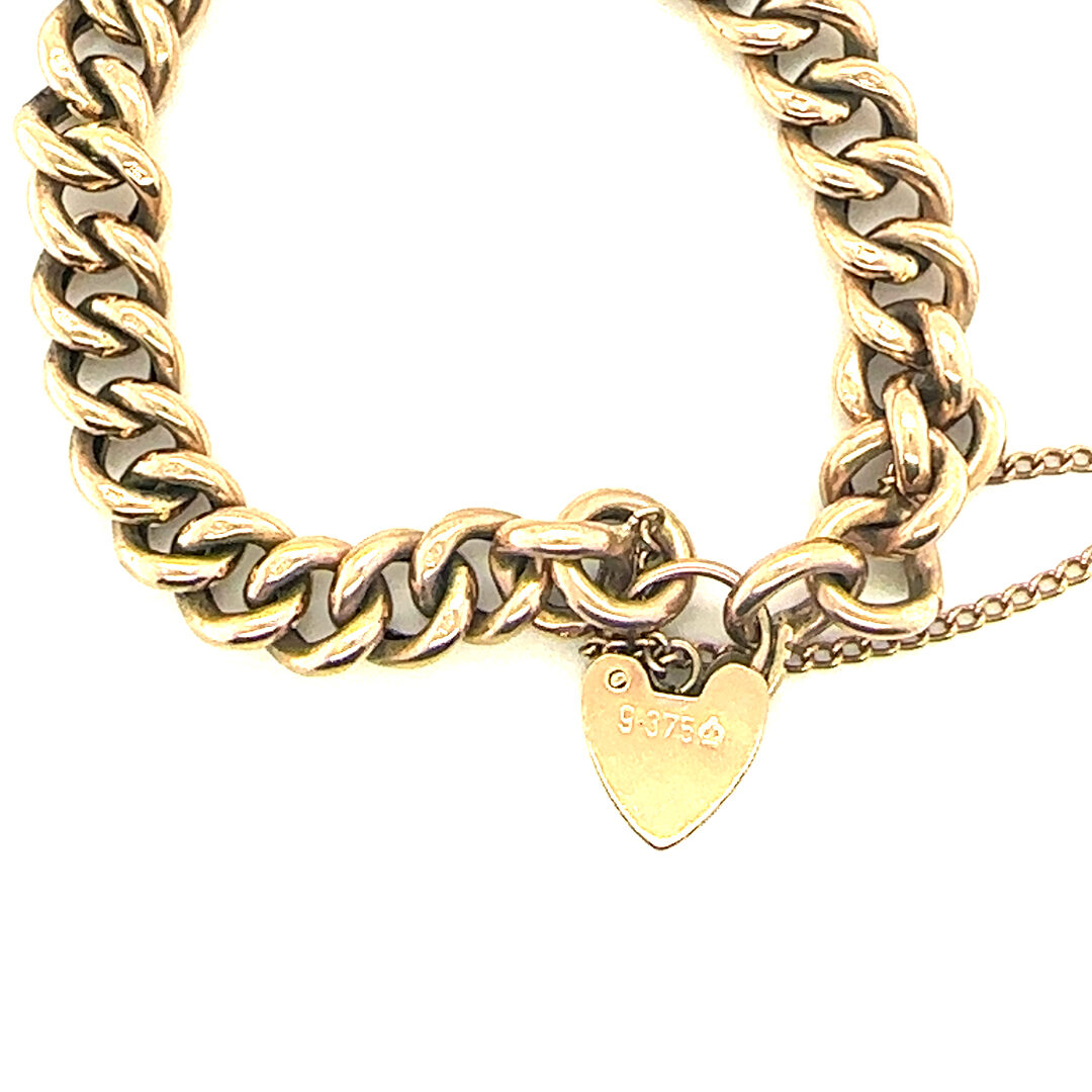 9ct rose gold curb link bracelet 21.76g
