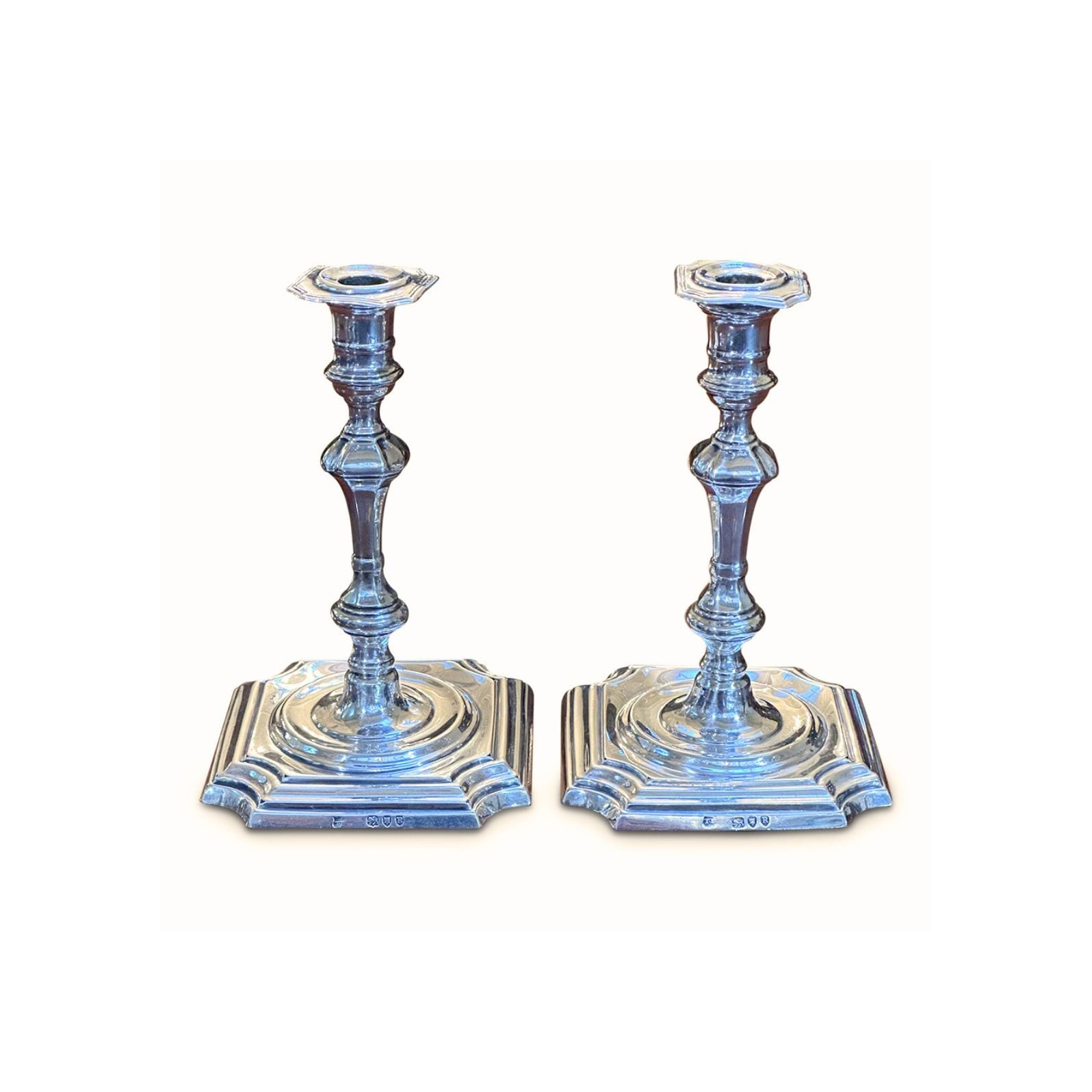 Georgian style sterling silver candlesticks