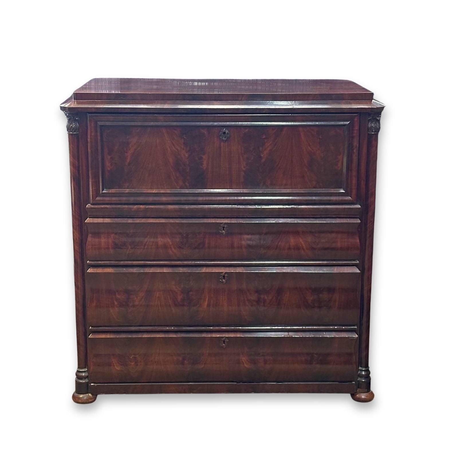 Biedermeier Flame Mahogany 4 drawer Secretaire c.1860