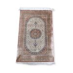 Qom silk Persian carpet signed Arloob 97 x 150cm