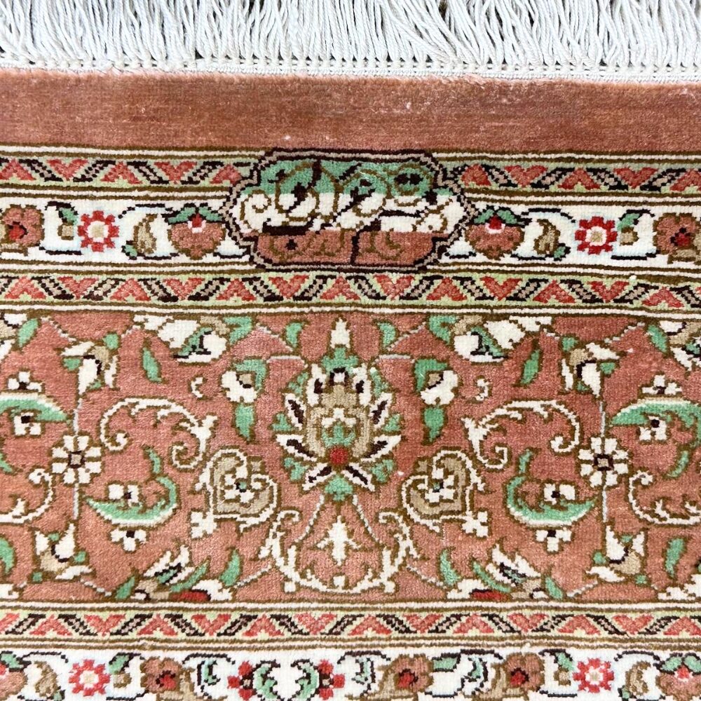Qom silk Persian carpet signed Arloob 97 x 150cm