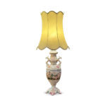 Quality capodimonte ceramic table lamp with hand painted scene c.1950