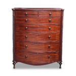 Superb Regency mahogany 7 drawer bow fronted chest with twist columns and turned feet c.1830