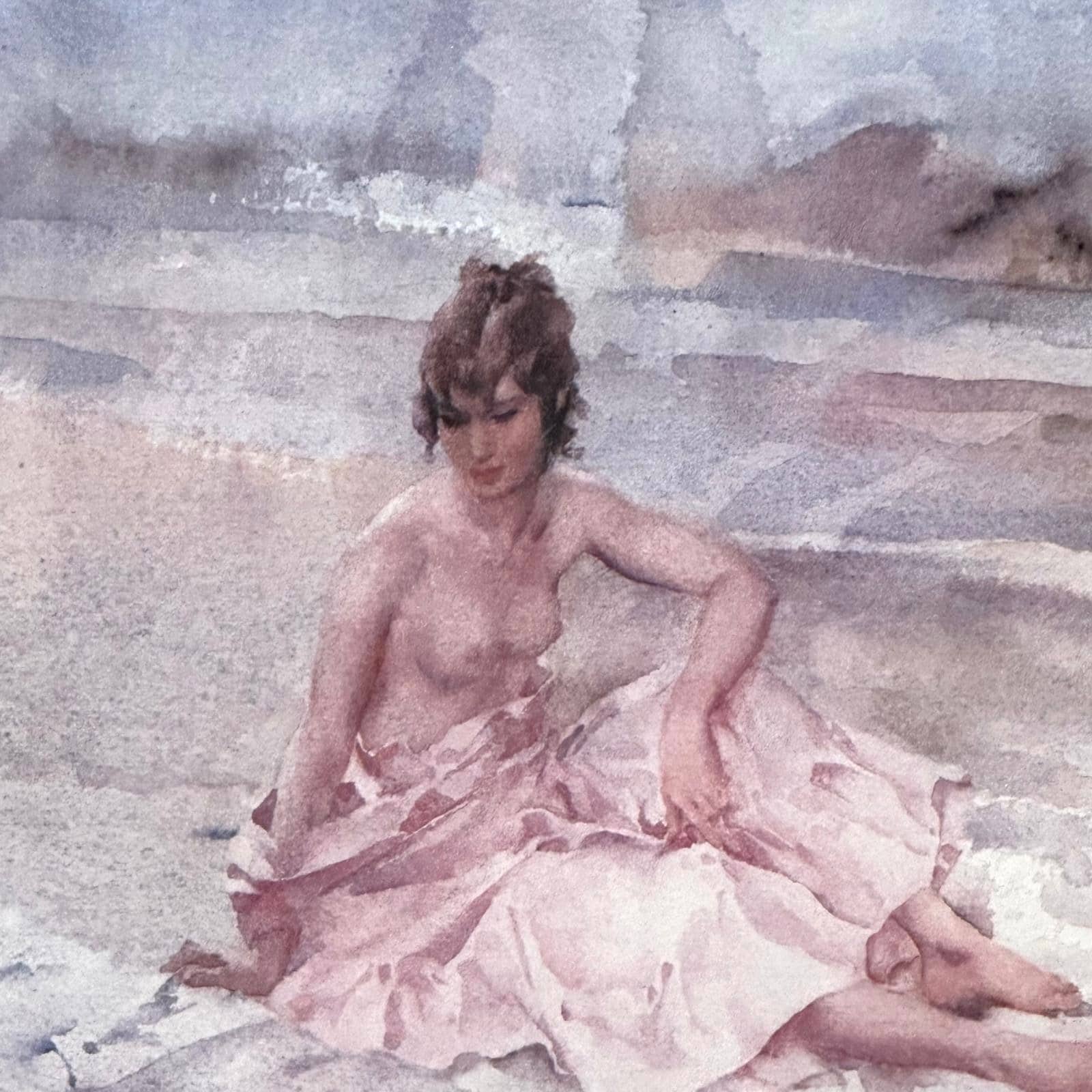 William Russell Flint Lady in pink in courtyard 77 of 675