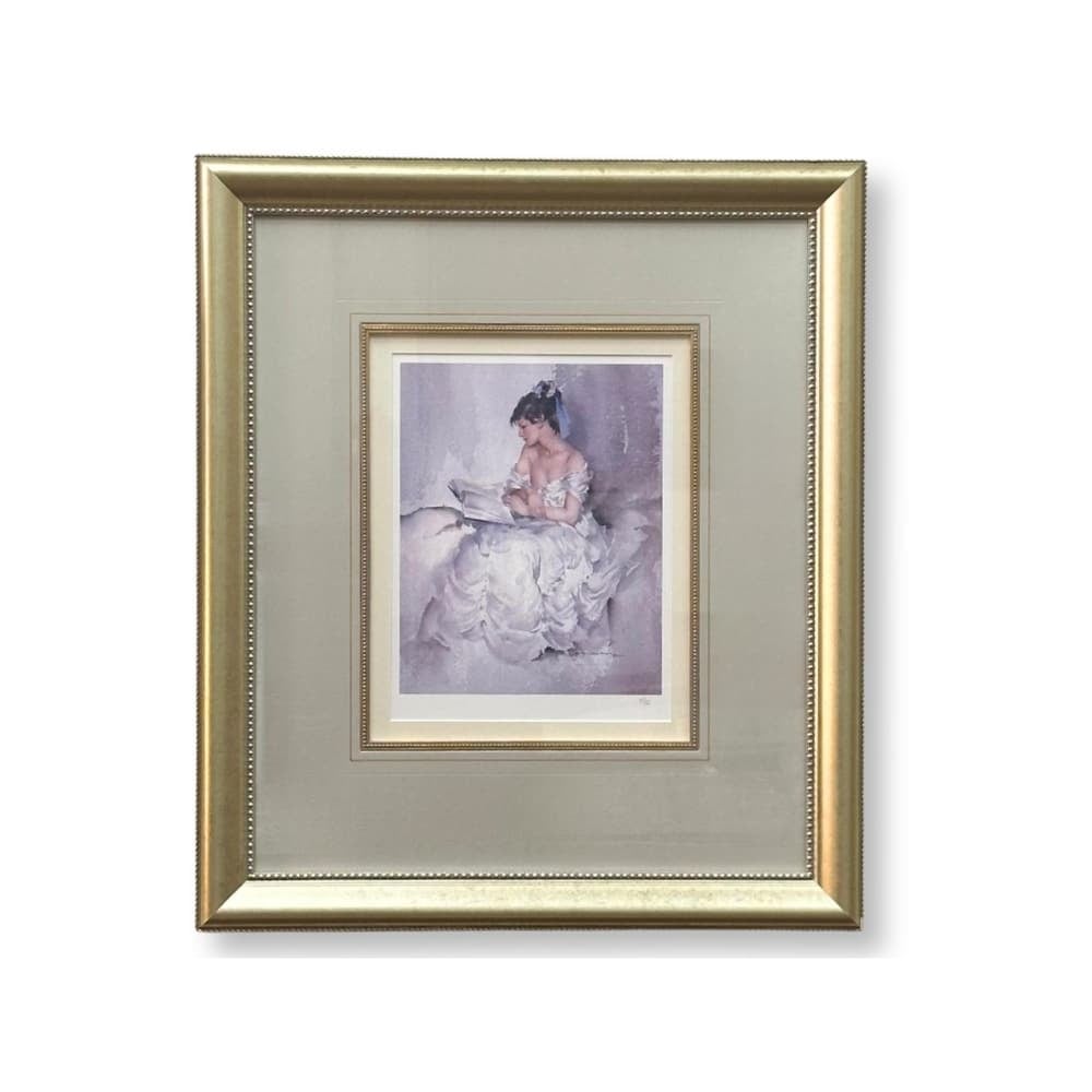 William Russell Flint Lady reading in white dress 617 of 750