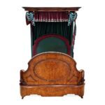 English burr walnut half tester double bed c.1870