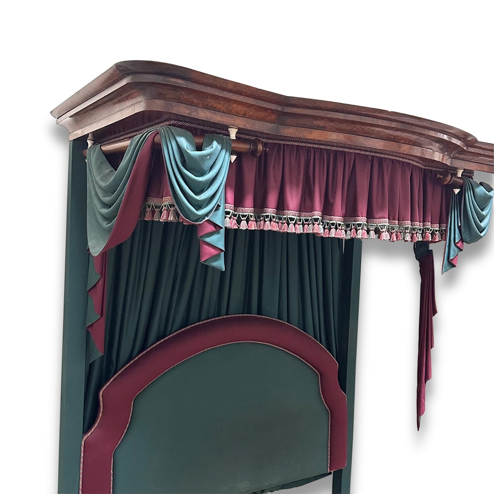 English burr walnut half tester double bed c.1870