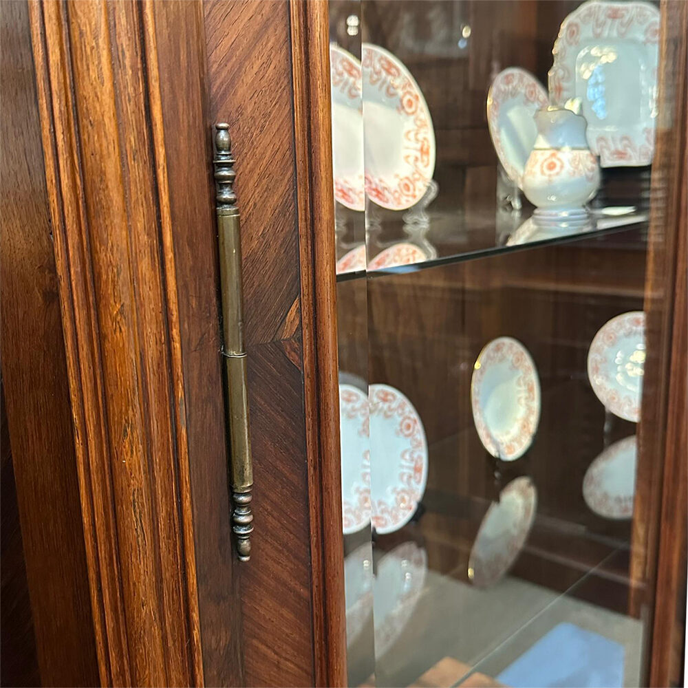 French rosewood Louis XV style two door display armoire with cross banding c.1890