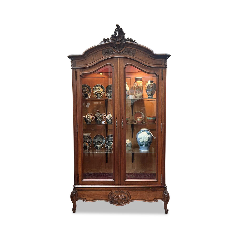 French walnut 2 door display armoire in Louis XV style c.1900