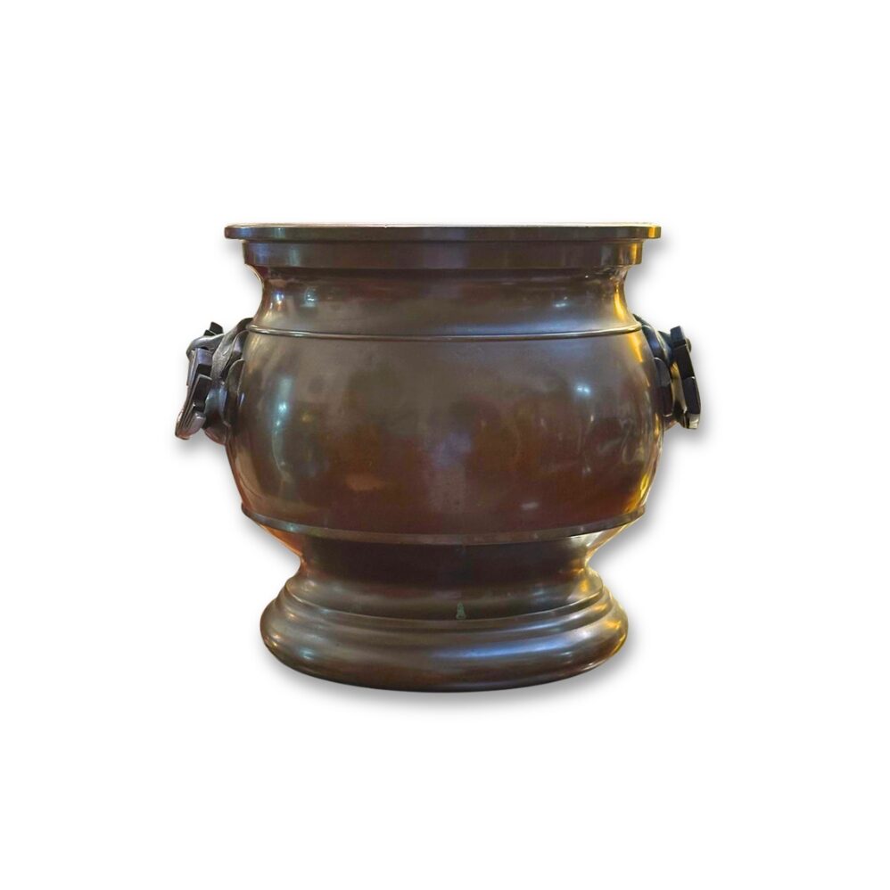 Early 20th Century bronze Japanese Hibachi double handled jardiniere