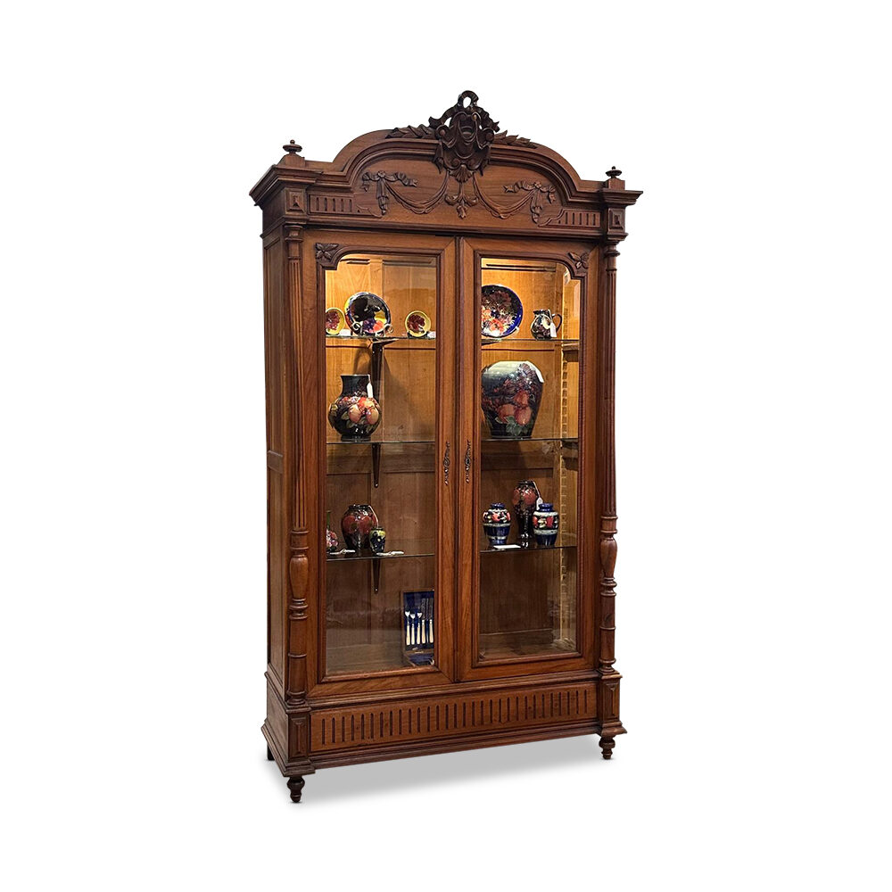Louis XV style French walnut 2 door display armoire c.1890