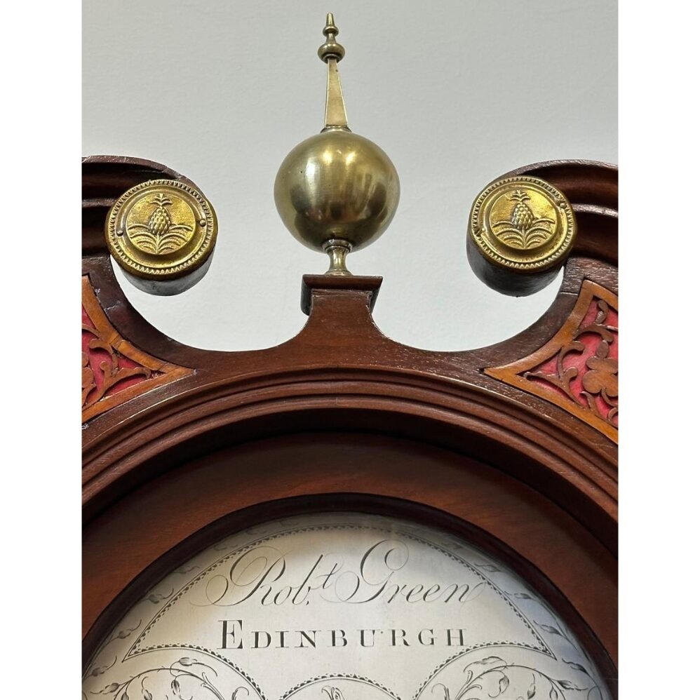 Scottish mahogany longcase clock with silvered dial by Rob Green Edinburgh