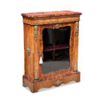 19th century French walnut single door display cabinet with crossbanding and gilt bronze mounts c.1870