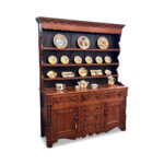 English oak 2 door 3 drawer kitchen dresser with string inlays c.1820