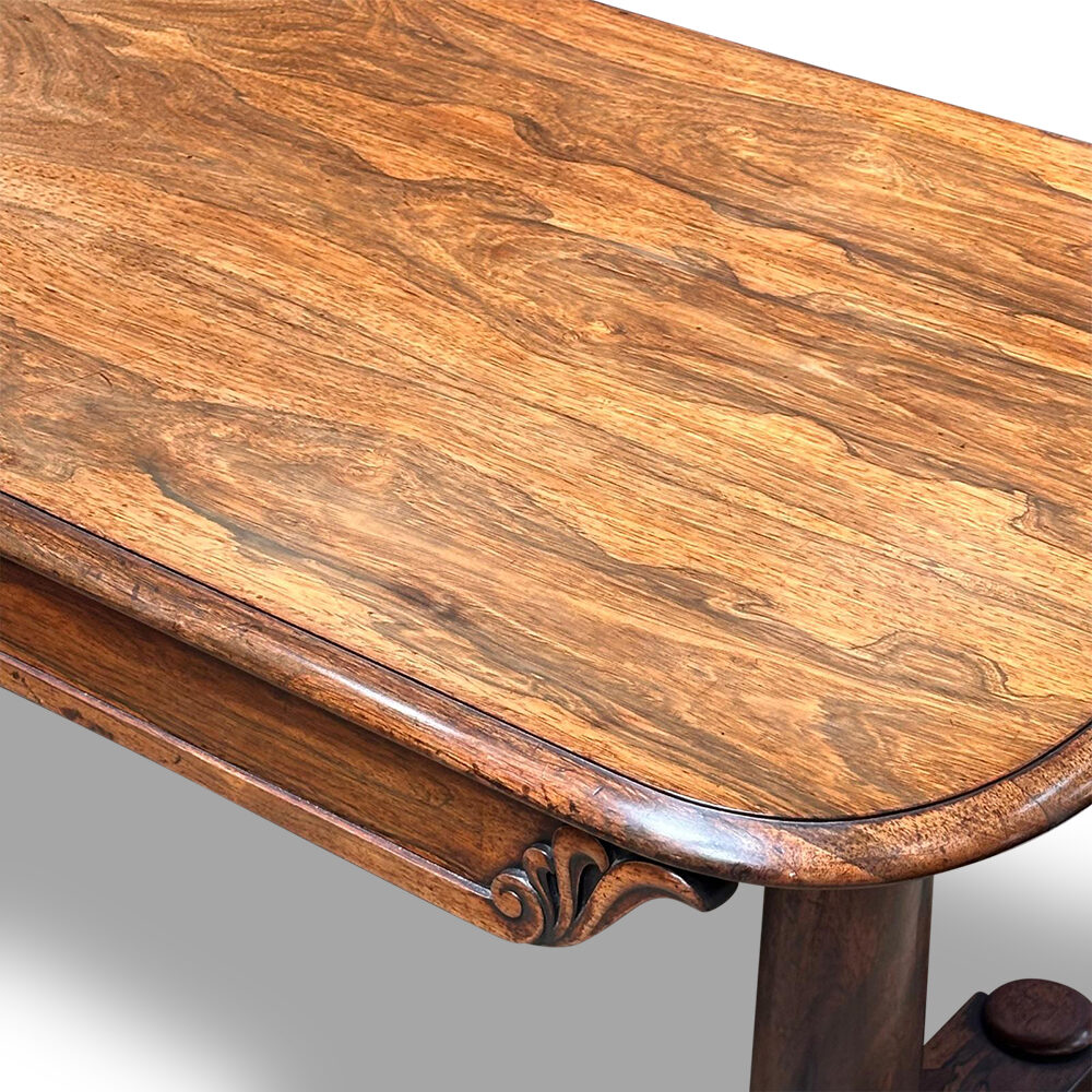 English rosewood twin pedestal library table with two concealed drawers c.1835