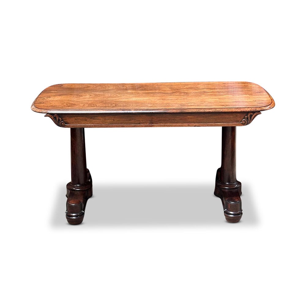 English rosewood twin pedestal library table with two concealed drawers c.1835