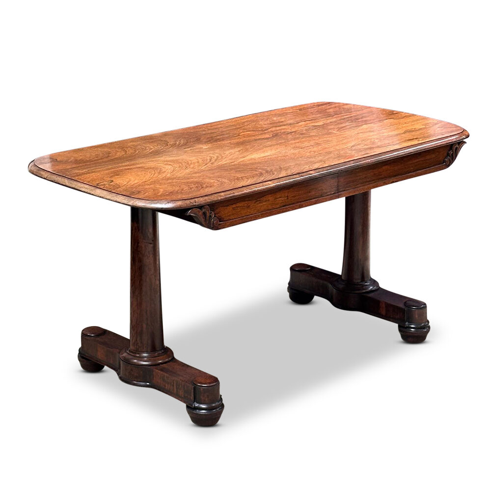 English rosewood twin pedestal library table with two concealed drawers c.1835
