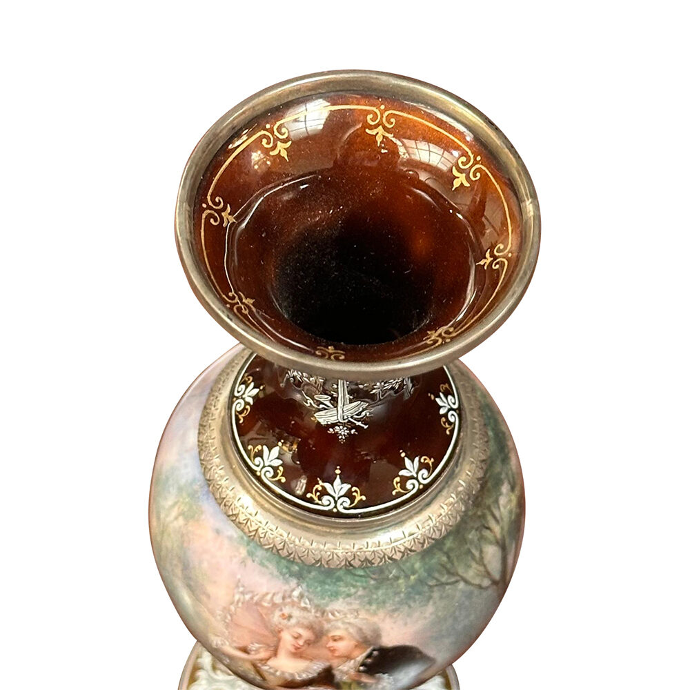 French Limoges handpainted and enameled vase by Camille Faure c.1890