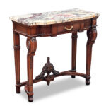 French walnut single drawer console table with calacatta viola marble top c.1880
