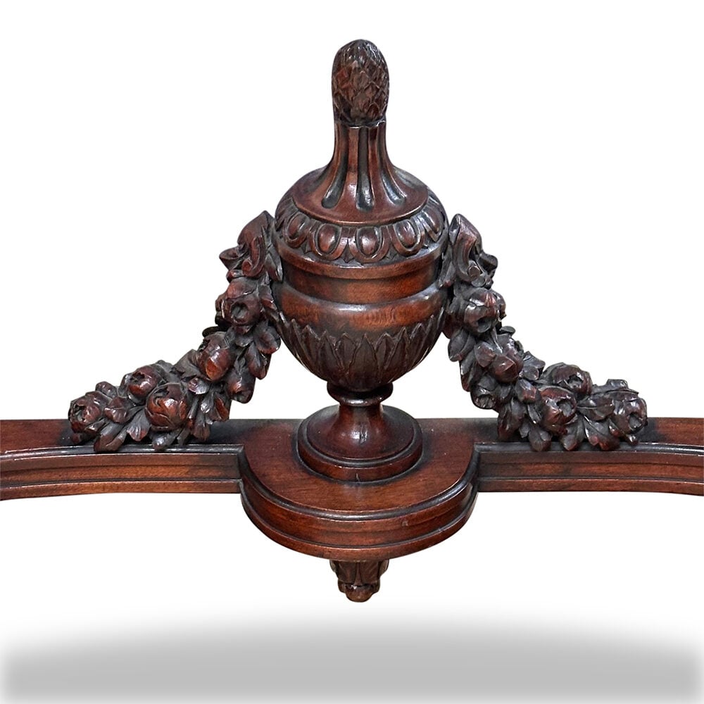 French walnut single drawer console table with calacatta viola marble top c.1880