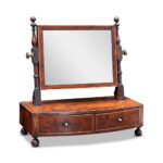 Georgian mahogany bow front vanity mirror with two drawers and satinwood string inlays c.1820