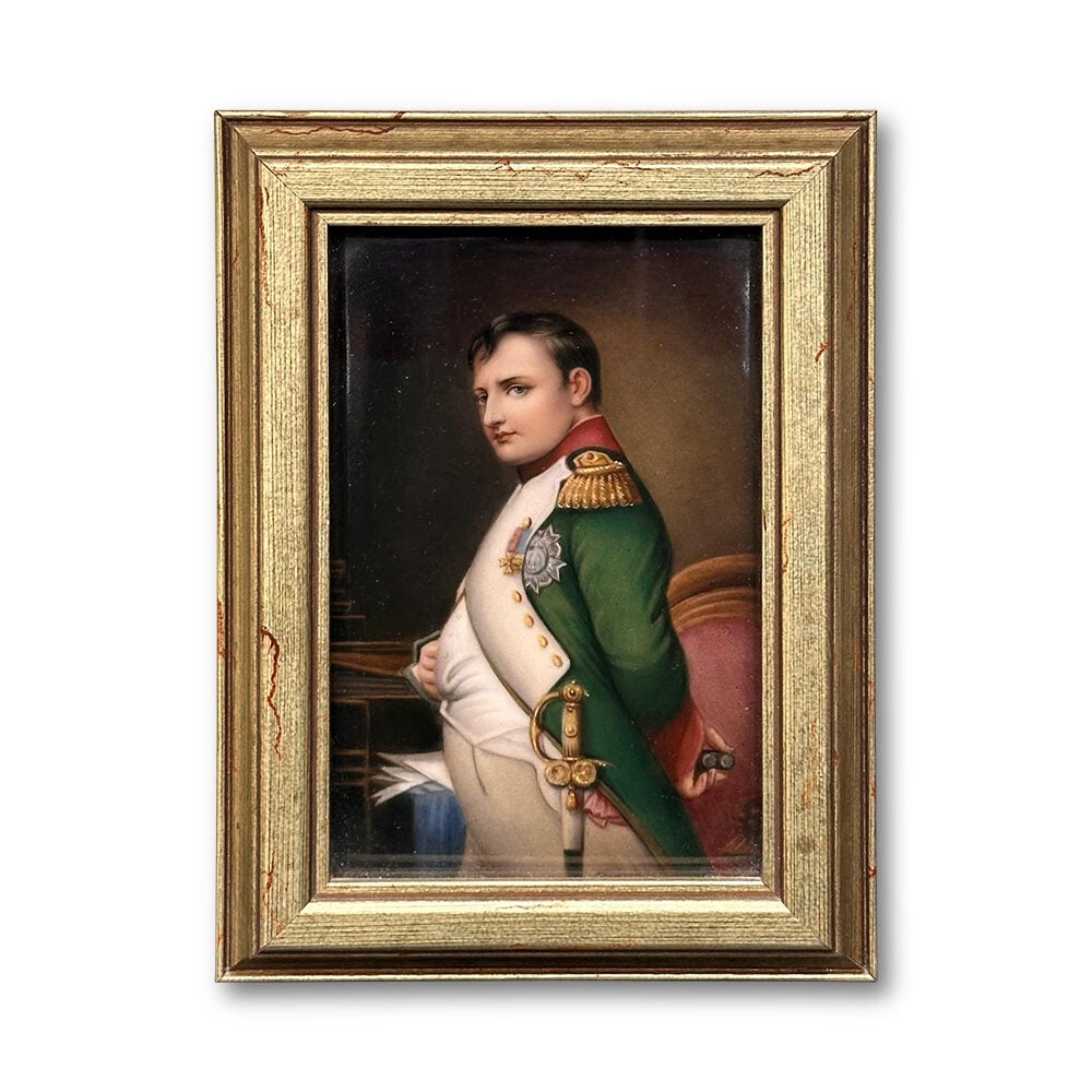 German KPM porcelain hand painted miniature signed portrait of Napoleon Bonaparte c.1880