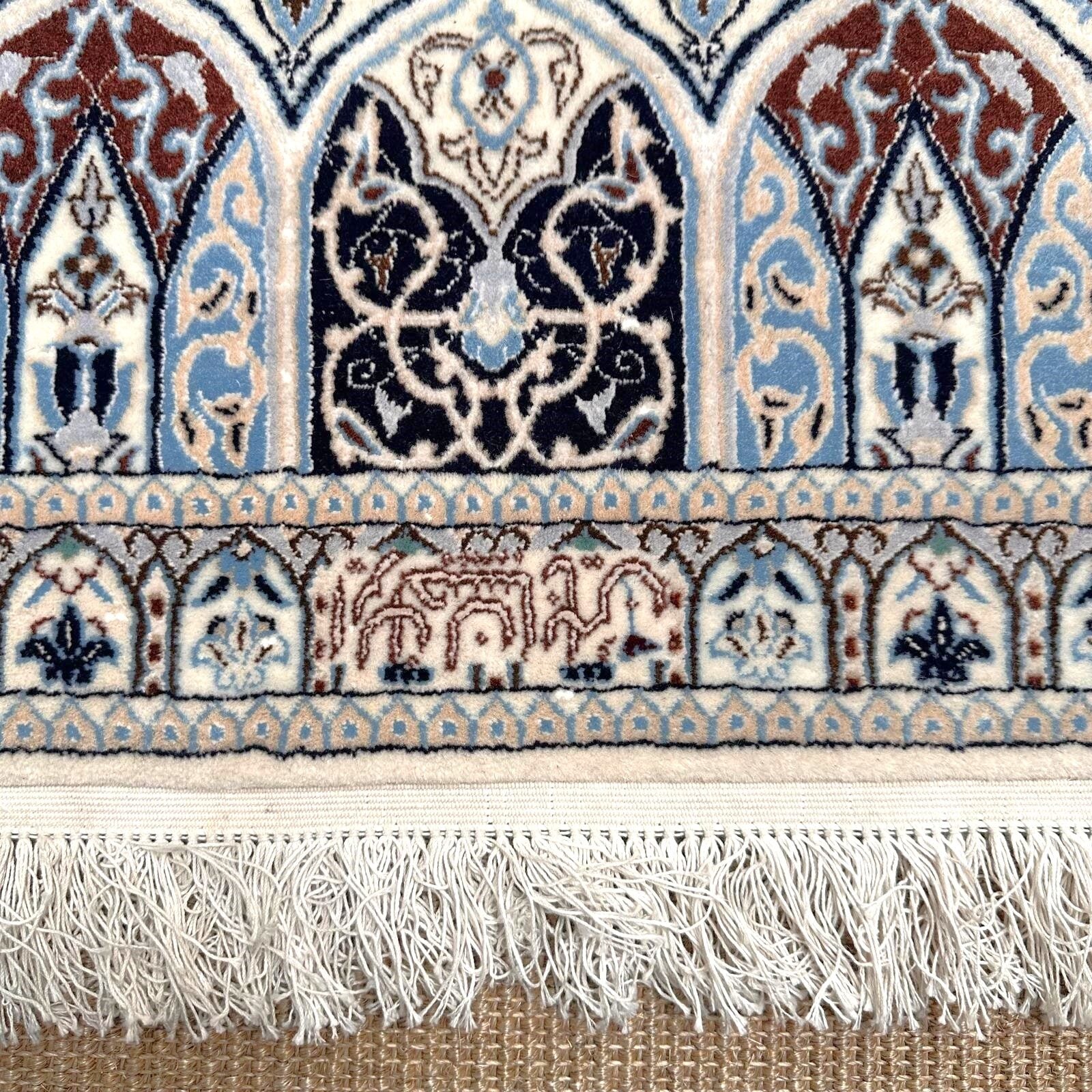 Nain Persian carpet silk and wool signed