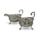 Pair sterling silver sauce boats by William Bagnall London c.1751