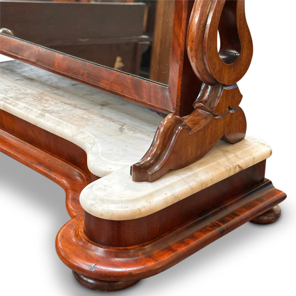 Victorian mahogany adjustable toilet mirror with marble top c.1860