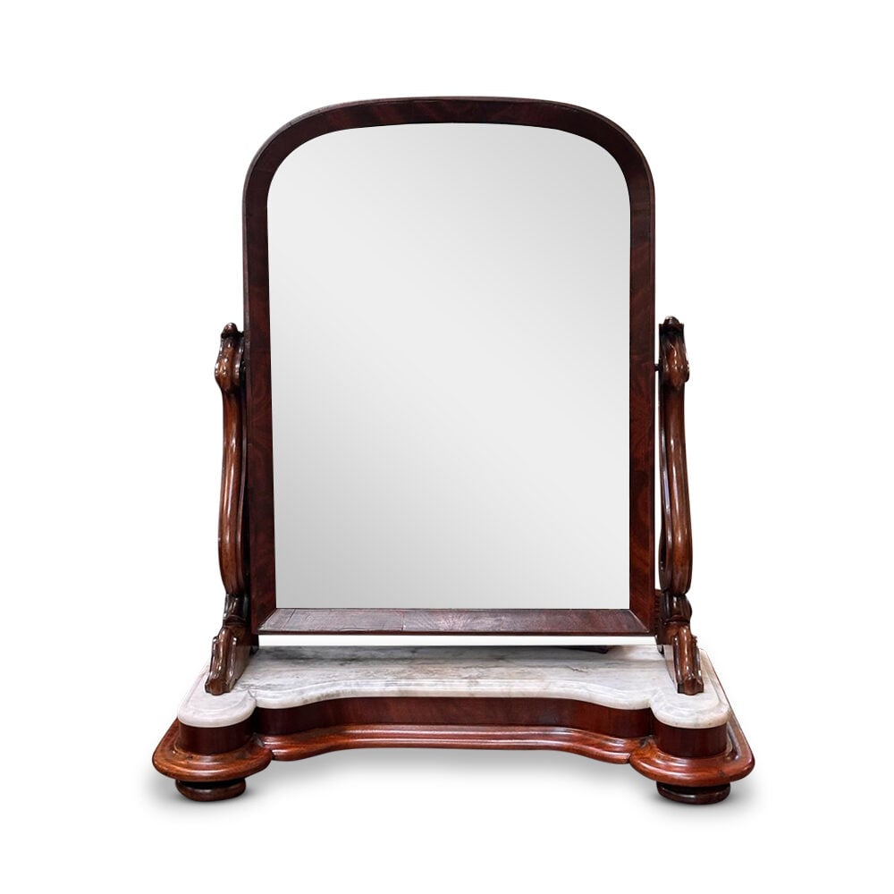 Victorian mahogany adjustable toilet mirror with marble top c.1860