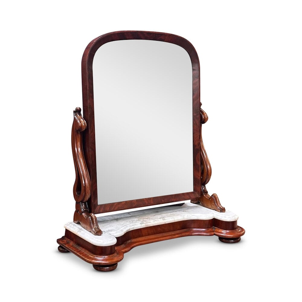 Victorian mahogany adjustable toilet mirror with marble top c.1860