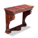 William IV mahogany console table with gadrooned edges and lion paw feet c.1860